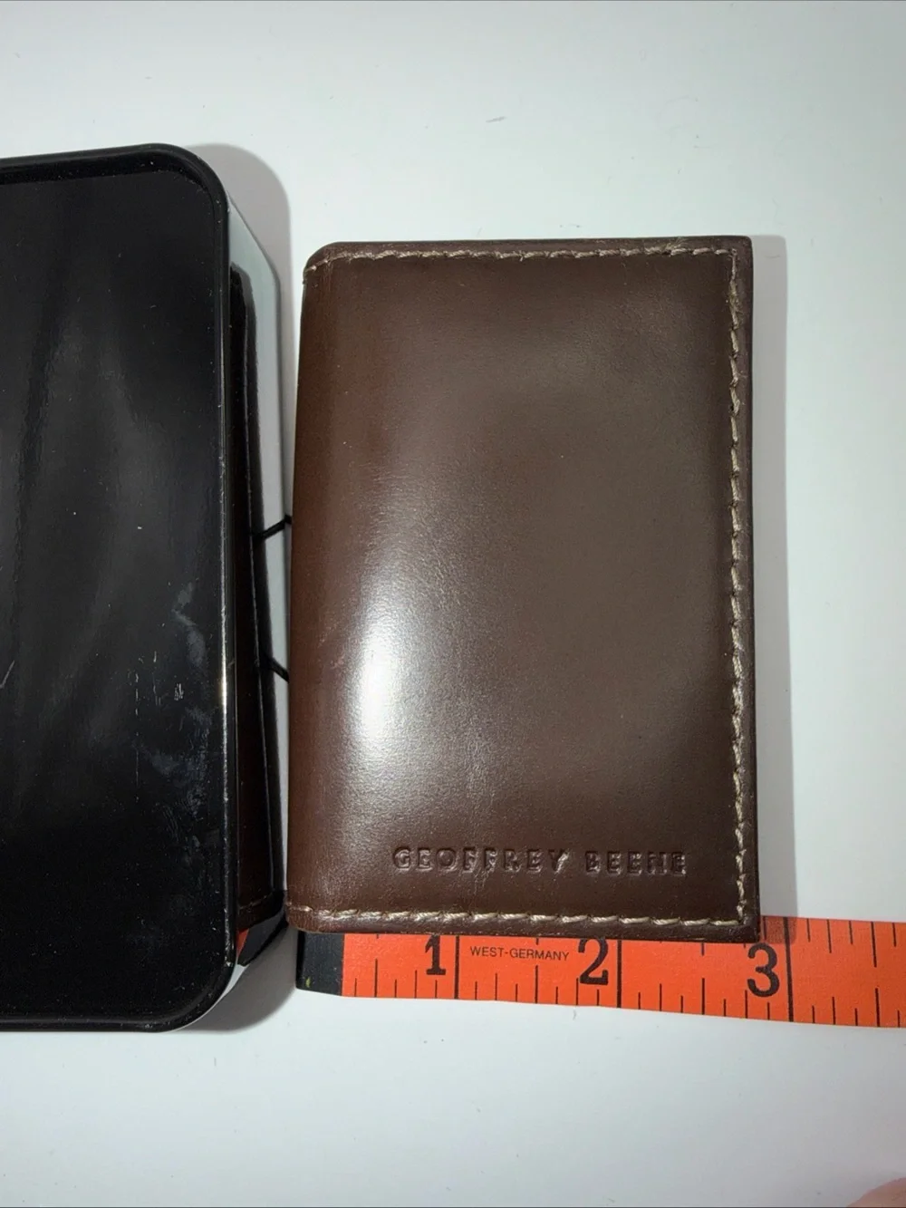Geoffrey Beene Chestnut Brown Leather Pocket Slim Card Case